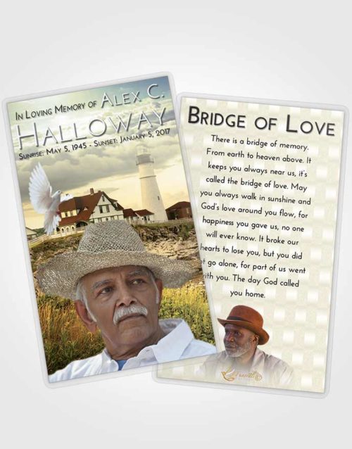 Funeral Prayer Card Template At Dusk Lighthouse Secret
