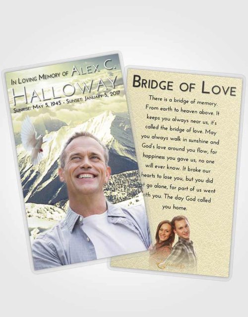 Funeral Prayer Card Template At Dusk Snowy Mountains