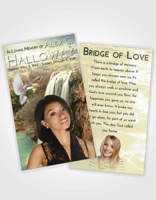 Funeral Prayer Card Template At Dusk Waterfall Serenity