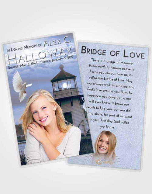 Funeral Prayer Card Template Coral Reef Lighthouse Surprise