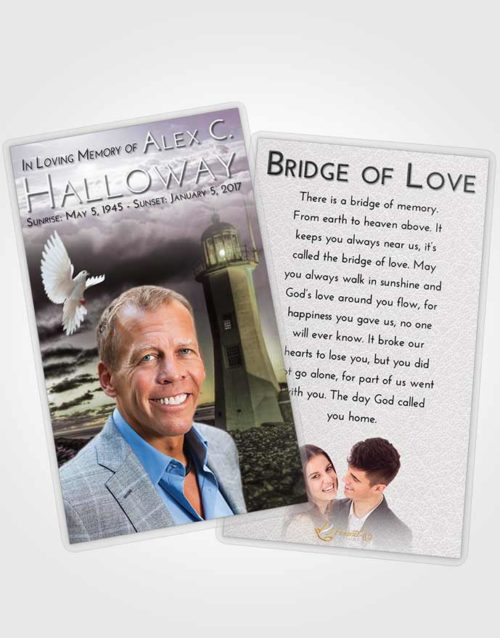 Funeral Prayer Card Template Evening Lighthouse Magnificence