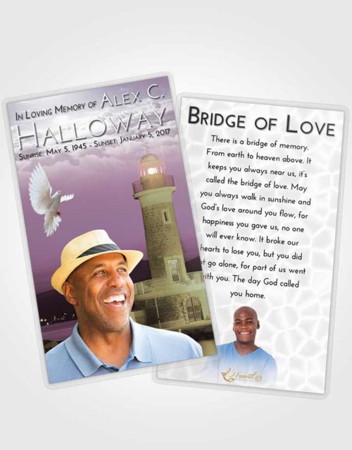 Funeral Prayer Card Template Evening Lighthouse Majesty
