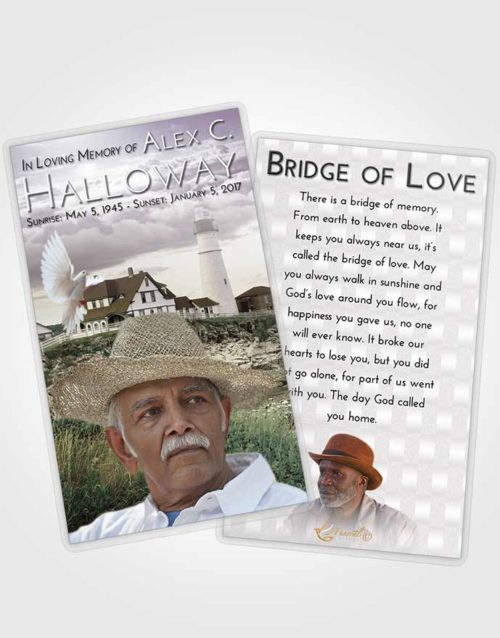 Funeral Prayer Card Template Evening Lighthouse Secret