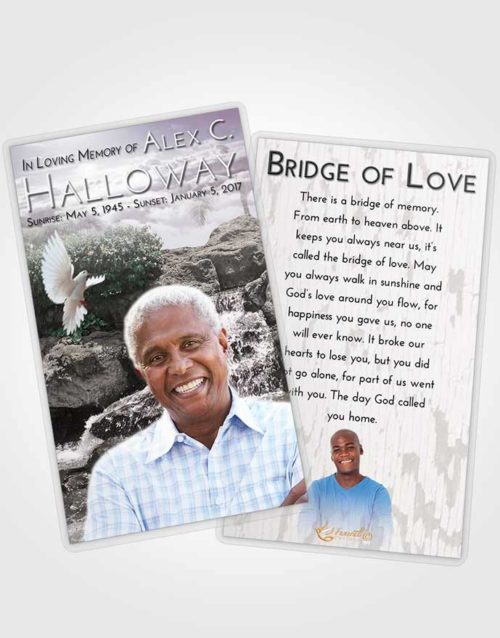 Funeral Prayer Card Template Evening Waterfall Masterpiece
