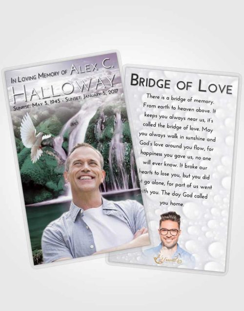 Funeral Prayer Card Template Evening Waterfall Paradise