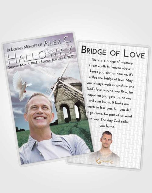 Funeral Prayer Card Template Evening Windmill of Honor