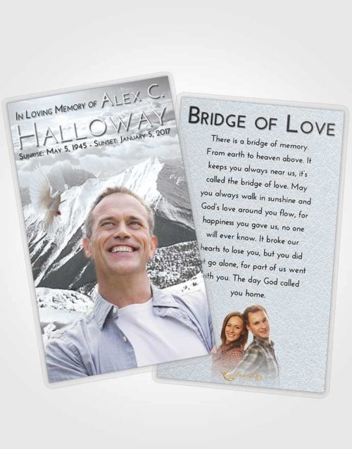 Funeral Prayer Card Template Freedom Snowy Mountains