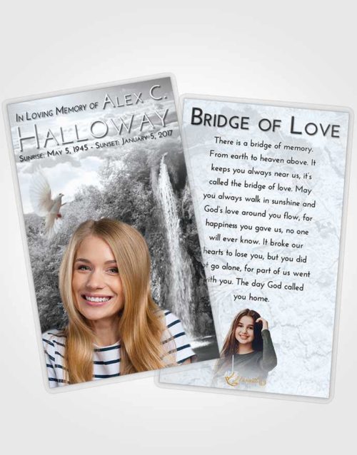 Funeral Prayer Card Template Freedom Waterfall Happiness