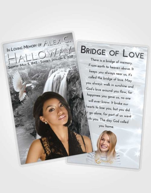 Funeral Prayer Card Template Freedom Waterfall Serenity