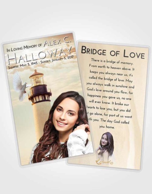 Funeral Prayer Card Template Golden Lighthouse Clarity