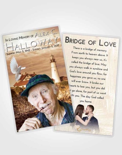 Funeral Prayer Card Template Golden Lighthouse Journey