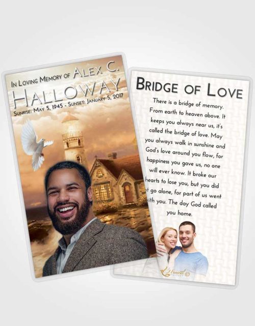 Funeral Prayer Card Template Golden Lighthouse Lookout