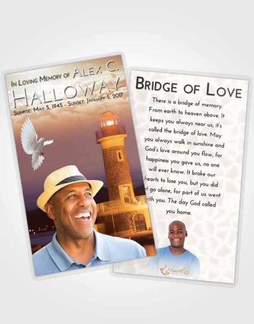 Funeral Prayer Card Template Golden Lighthouse Majesty