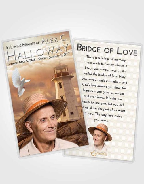 Funeral Prayer Card Template Golden Lighthouse Safety