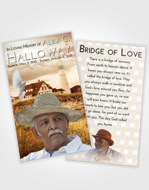 Funeral Prayer Card Template Golden Lighthouse Secret