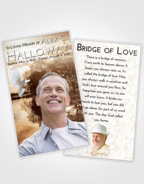 Funeral Prayer Card Template Golden River Reflection