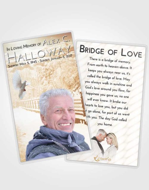 Funeral Prayer Card Template Golden Snow Walk