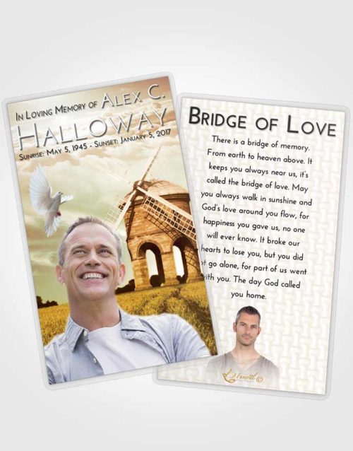 Funeral Prayer Card Template Golden Windmill of Honor