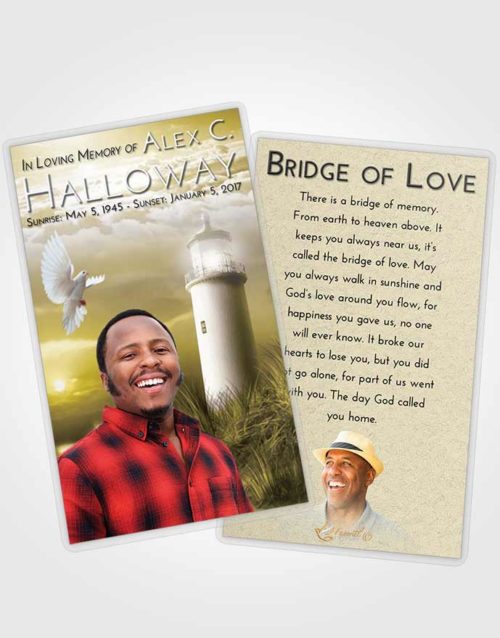 Funeral Prayer Card Template Harmony Lighthouse Serenity