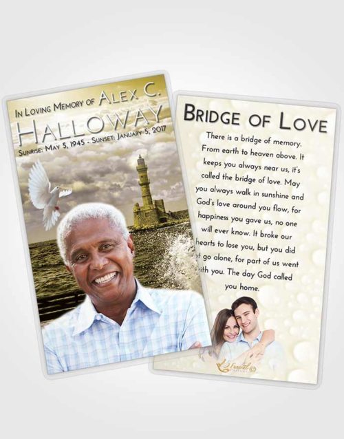 Funeral Prayer Card Template Harmony Lighthouse in the Tides