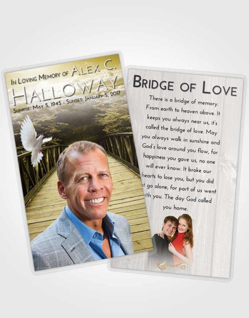 Funeral Prayer Card Template Harmony Nature Bridge Walk