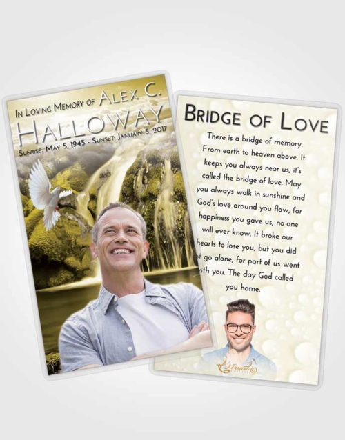 Funeral Prayer Card Template Harmony Waterfall Paradise