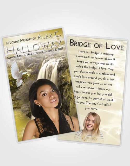 Funeral Prayer Card Template Harmony Waterfall Serenity