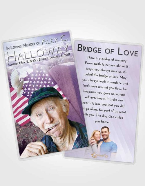 Funeral Prayer Card Template Lavender Sunrise American Smile