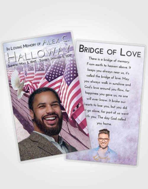 Funeral Prayer Card Template Lavender Sunrise American Victory