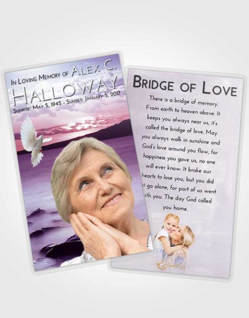 Funeral Prayer Card Template Lavender Sunrise Lake Front