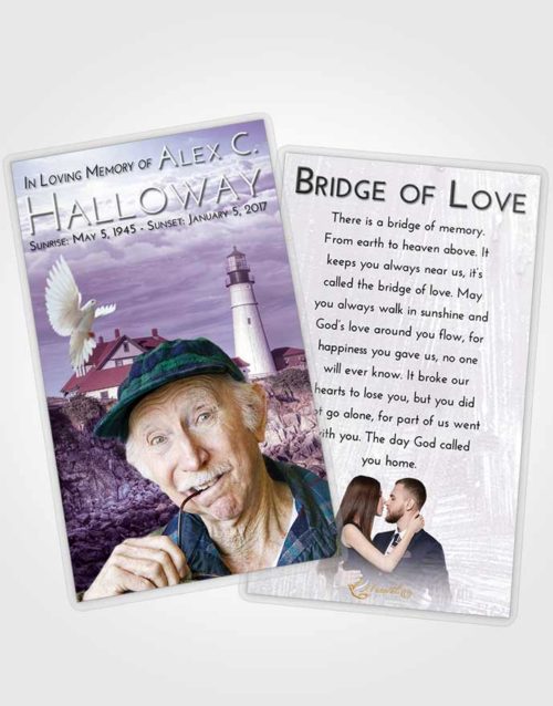 Funeral Prayer Card Template Lavender Sunrise Lighthouse Journey