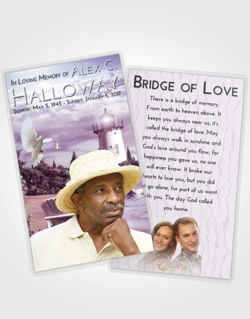 Funeral Prayer Card Template Lavender Sunrise Lighthouse Laughter