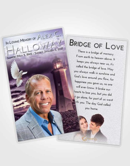 Funeral Prayer Card Template Lavender Sunrise Lighthouse Magnificence