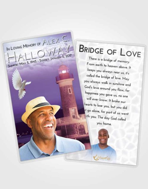 Funeral Prayer Card Template Lavender Sunrise Lighthouse Majesty