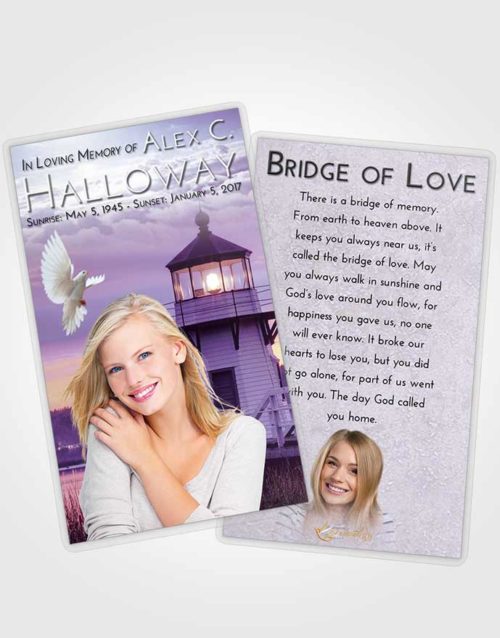 Funeral Prayer Card Template Lavender Sunrise Lighthouse Surprise