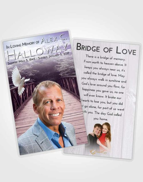 Funeral Prayer Card Template Lavender Sunrise Nature Bridge Walk