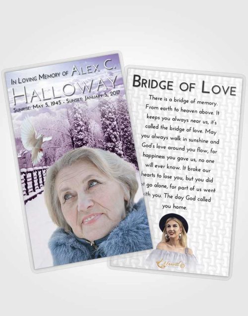 Funeral Prayer Card Template Lavender Sunrise Snow Garden