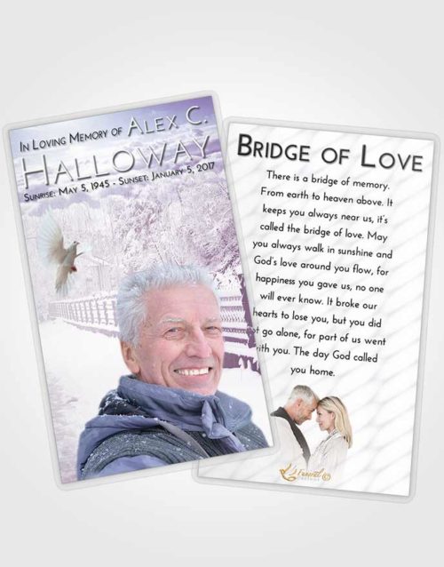 Funeral Prayer Card Template Lavender Sunrise Snow Walk