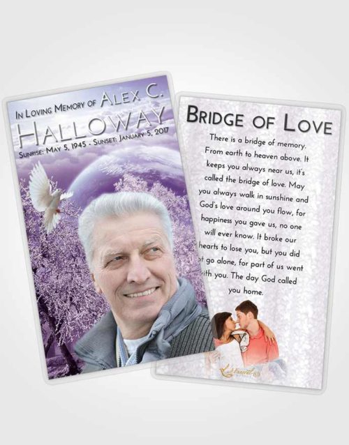 Funeral Prayer Card Template Lavender Sunrise Snowy Love