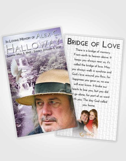 Funeral Prayer Card Template Lavender Sunrise Waterfall Liberty