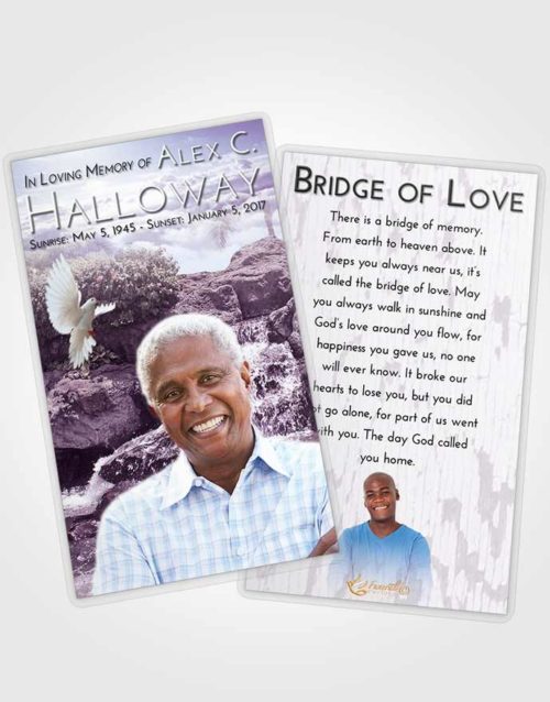 Funeral Prayer Card Template Lavender Sunrise Waterfall Masterpiece