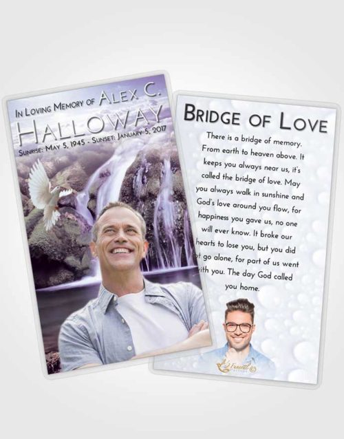 Funeral Prayer Card Template Lavender Sunrise Waterfall Paradise