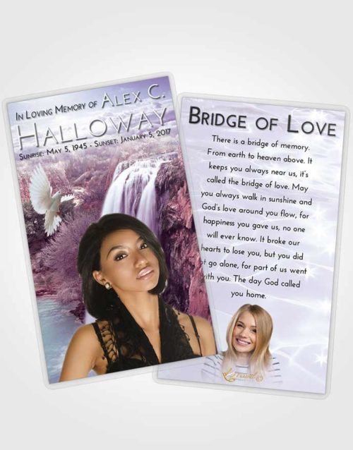 Funeral Prayer Card Template Lavender Sunrise Waterfall Serenity