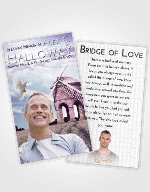Funeral Prayer Card Template Lavender Sunrise Windmill of Honor
