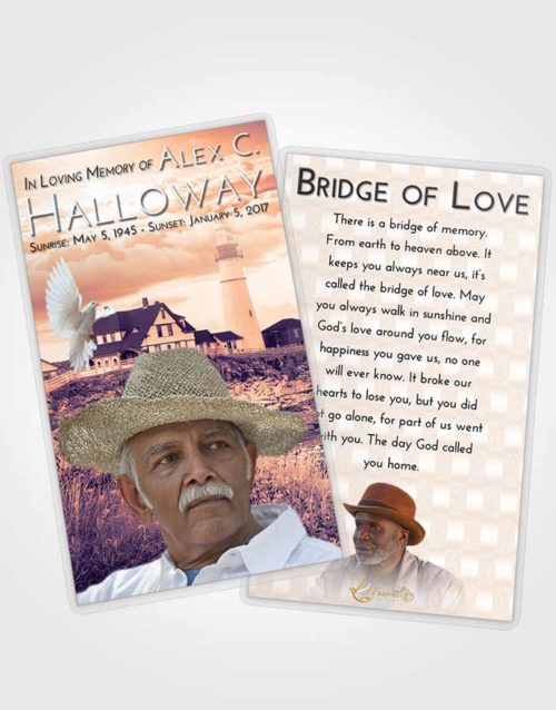 Funeral Prayer Card Template Lavender Sunset Lighthouse Secret