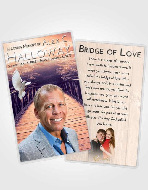 Funeral Prayer Card Template Lavender Sunset Nature Bridge Walk