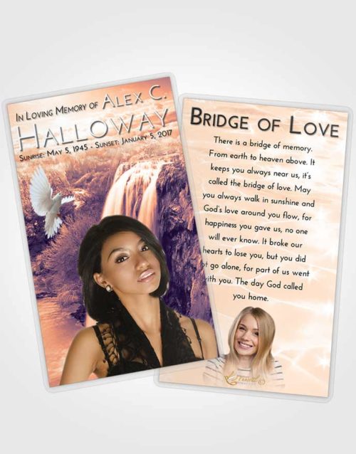 Funeral Prayer Card Template Lavender Sunset Waterfall Serenity