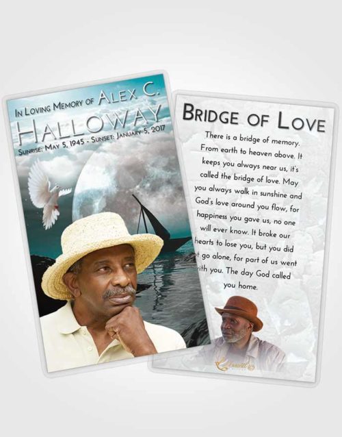 Funeral Prayer Card Template Loving Embrace Calm Waters
