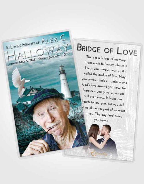 Funeral Prayer Card Template Loving Embrace Lighthouse Journey