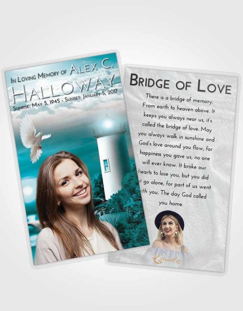 Funeral Prayer Card Template Loving Embrace Lighthouse Mystery